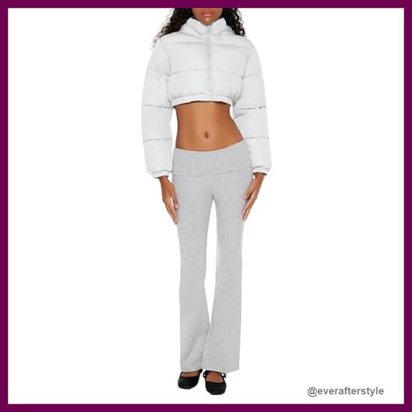 Super Cropped Puffer Jacket Quilted Channel Stitch Hood Funnel Neck Y2K - Picture 3 of 6